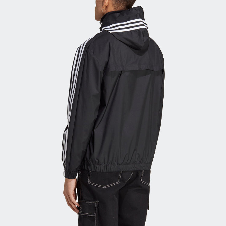 adidas Essentials 3-Stripes Woven Windbreaker 'Black' IB0384