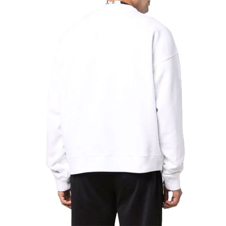 Men's Off-White FW21 Logo Alphabet Printing Round Neck Pullover Loose Fit White OMBA054F21FLE0010110