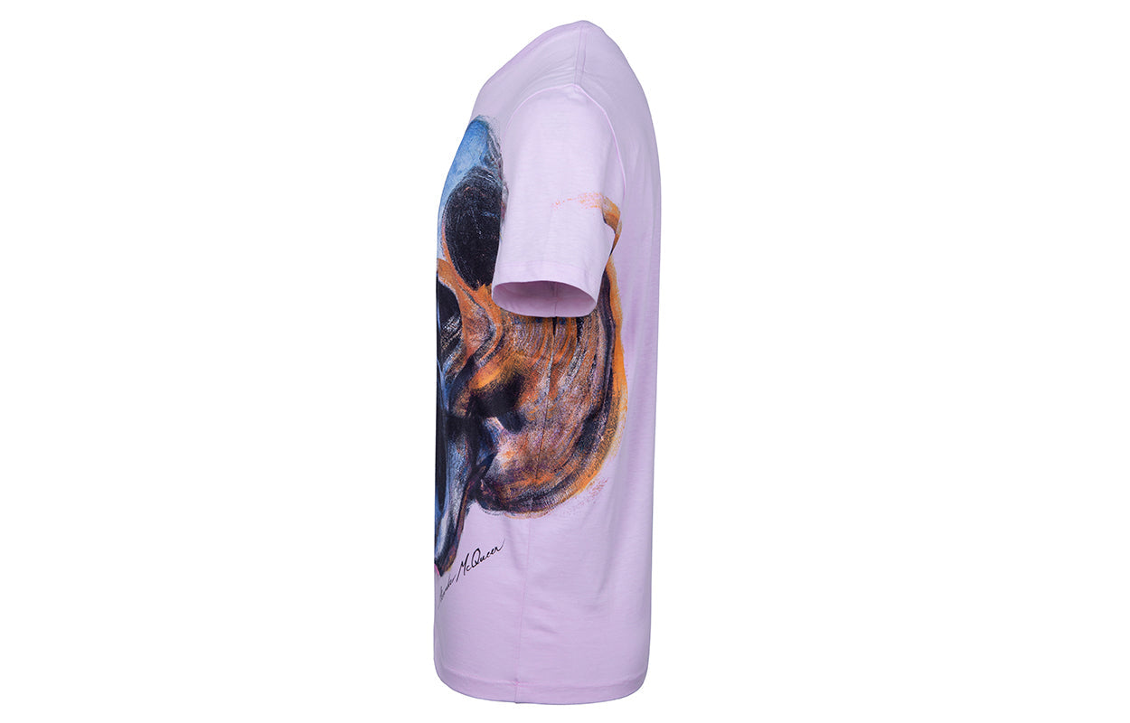 Men's Alexander McQueen SS21 Round Neck Skeleton Printing Short Sleeve Pink 550475-QMZ61-0907