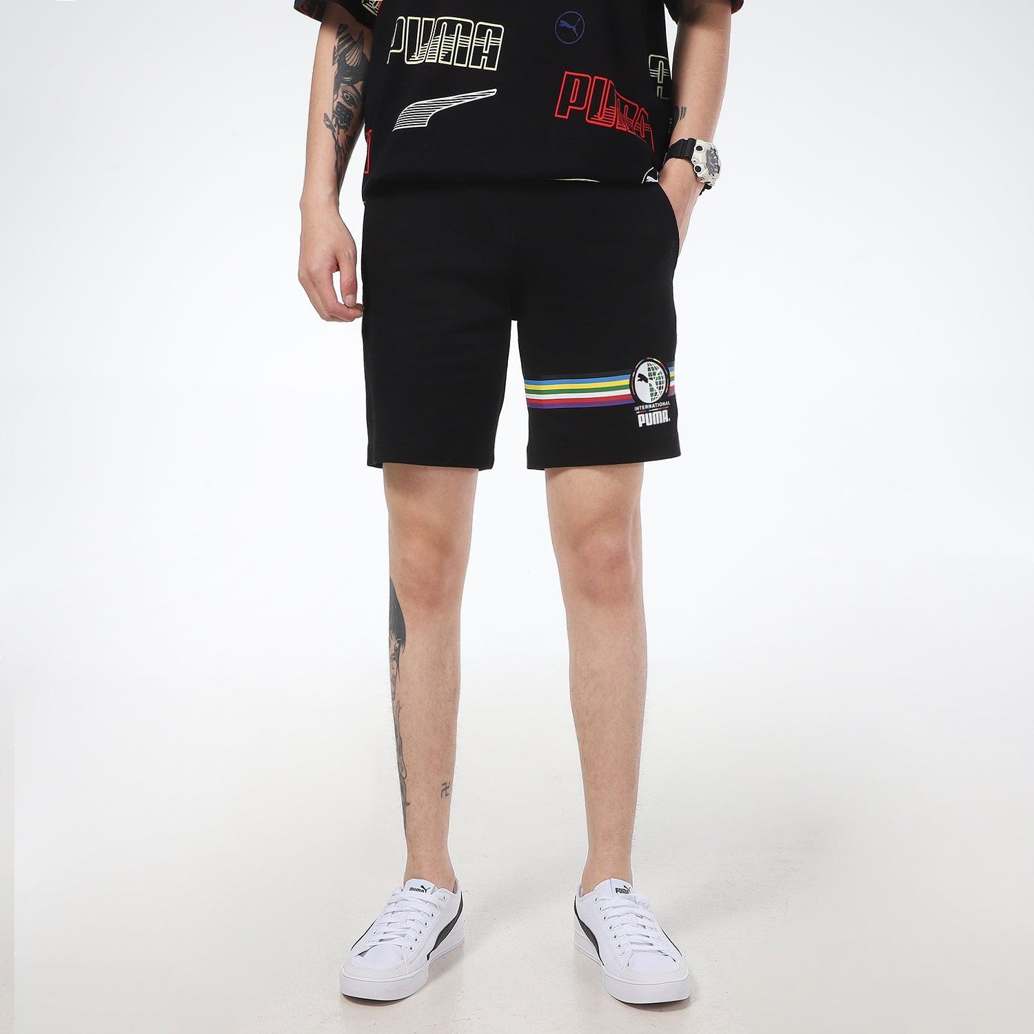 PUMA INTL Graphic Shorts 'Black White' 531308-01