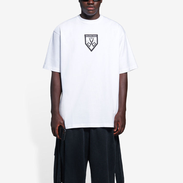 Balenciaga SS21 Pattern Printing Round Collar Male White 651795TKV779040