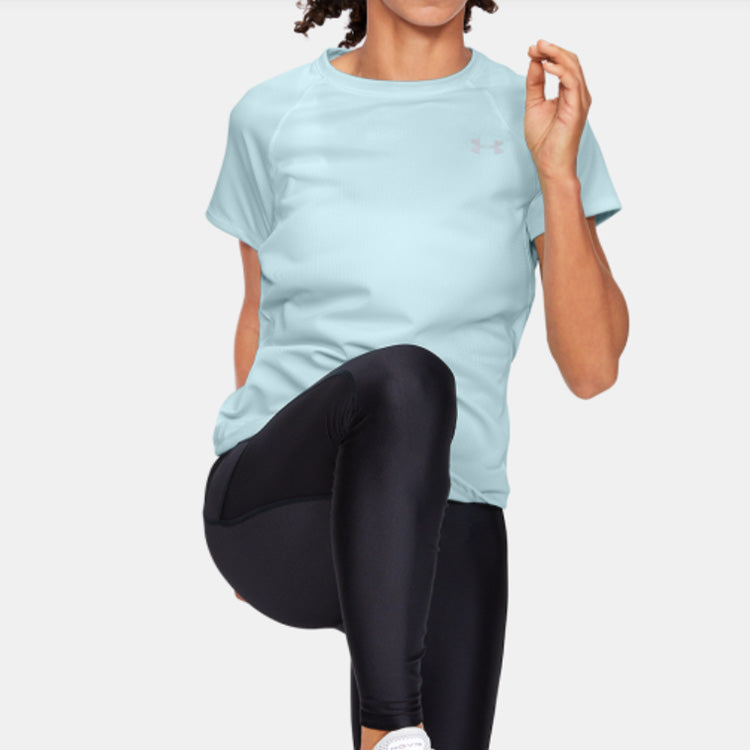 (WMNS) Under Armour Running Sports Short Sleeve Blue 1326462-462