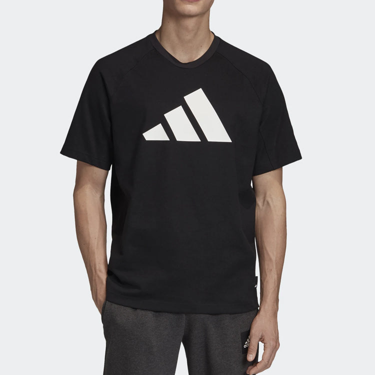 adidas Classic Pyramid logo Printing Short Sleeve Black FI7974