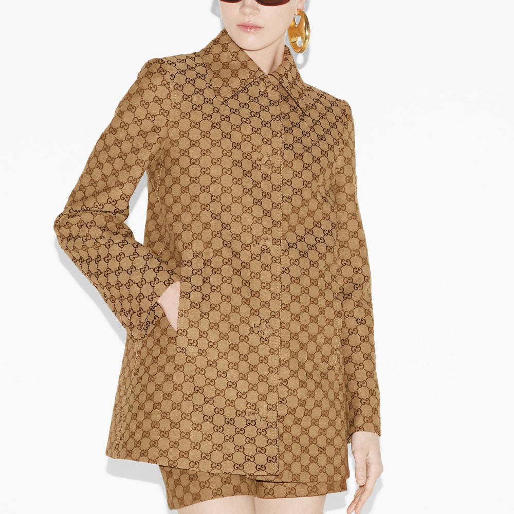 (WMNS) Gucci GG Canvas Coat 'Beige Brown' 788387-Z8BSO-2190