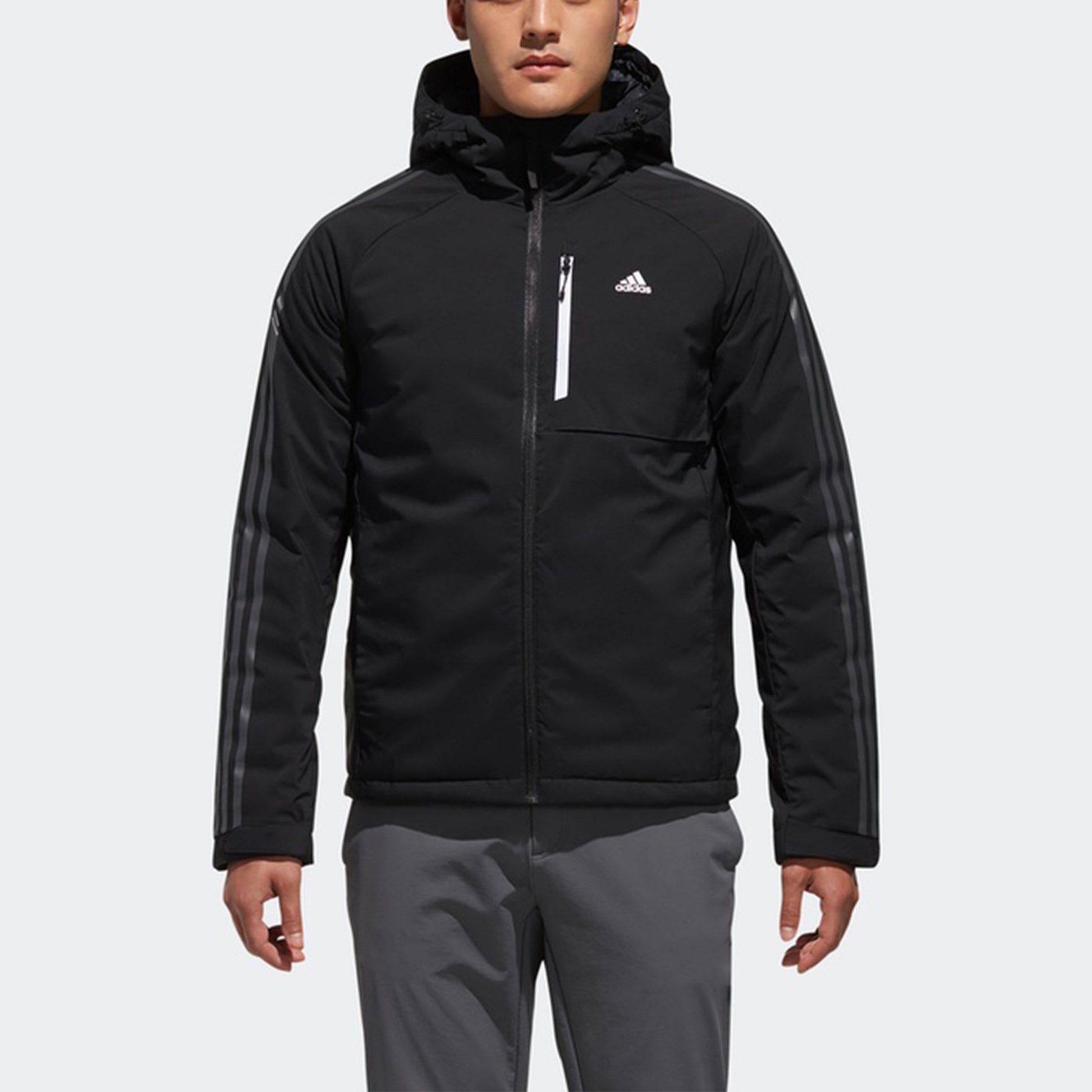 adidas 3stripes Down H Stay Warm raglan sleeve Sports hooded down Jacket Black DM1965