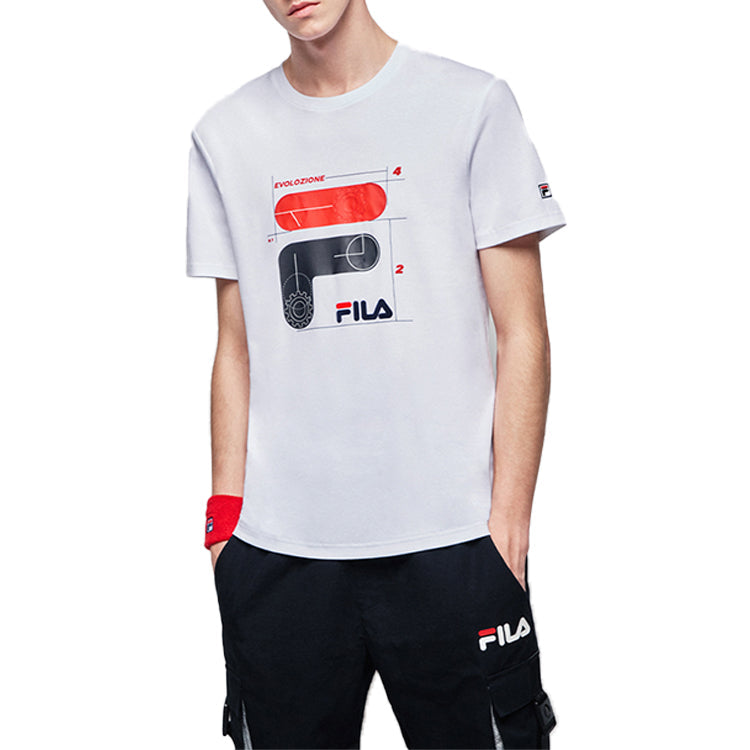 FILA Alphabet Large Logo Printing Sports Short Sleeve White F11M038142F-WT