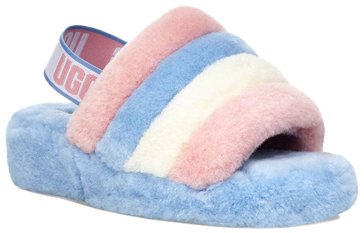 (WMNS) UGG Fluff Yeah Slide Shoe Pink Blue Stripe 1097169-PSTR