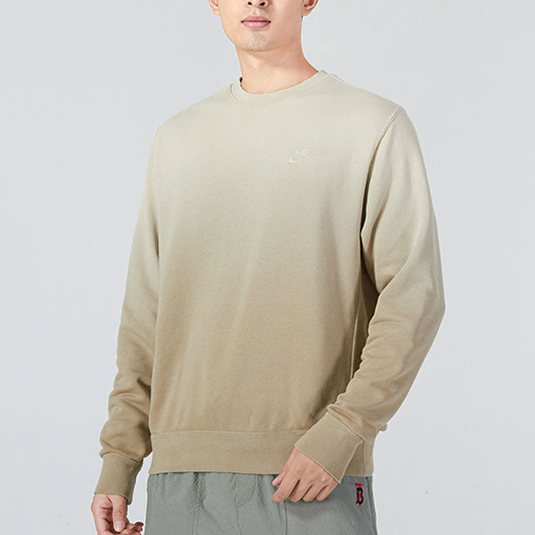 Men's Nike Gradient Loose Round Neck Pullover Long Sleeves Autumn Khaki DQ4628-247