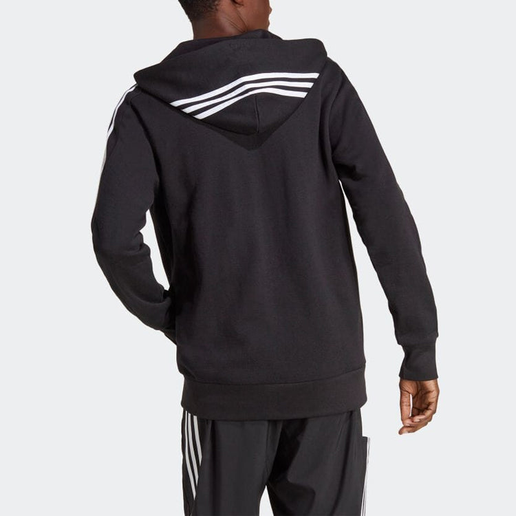 adidas French Terry 3-Stripes Full-Zip Hoodie 'Black White' IC0433
