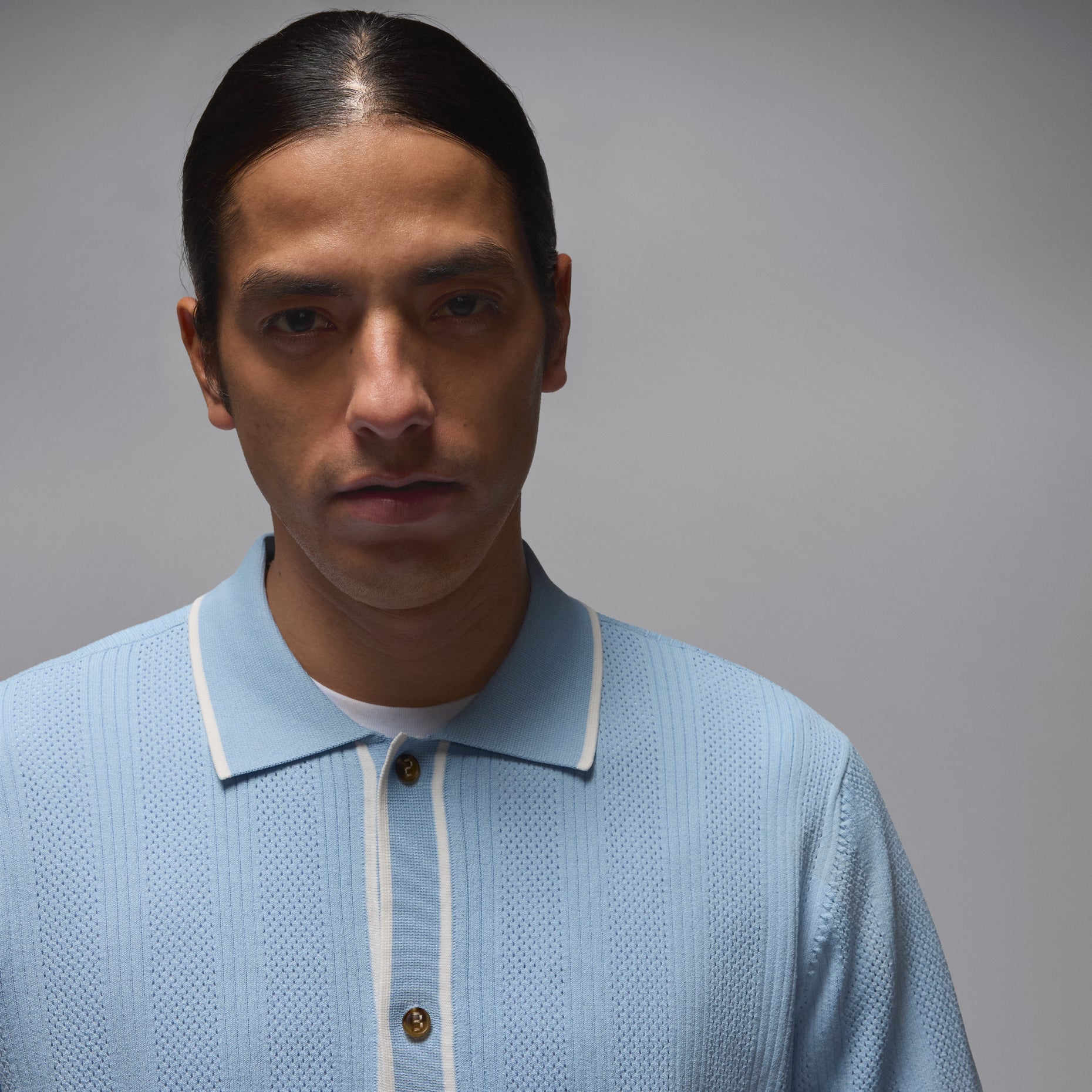 Air Jordan Sport Knit Button-Down Golf Top shirt 'Light Armory Blue' HV1157-440