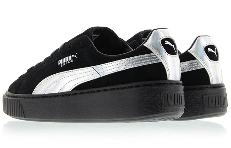 (WMNS) PUMA Suede Platform 'Black/Silver' 363649-01