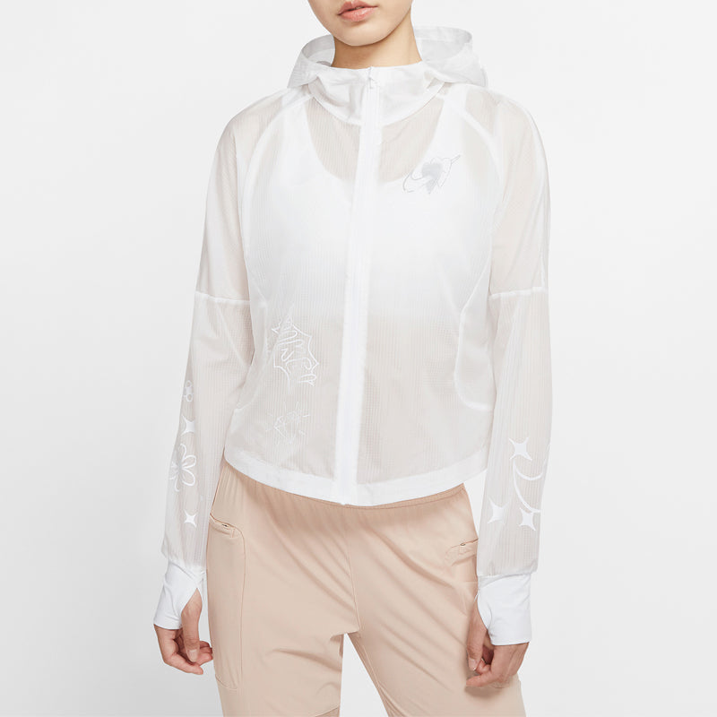 (WMNS) Nike Logo Printing Hooded Jacket White CW1562-100