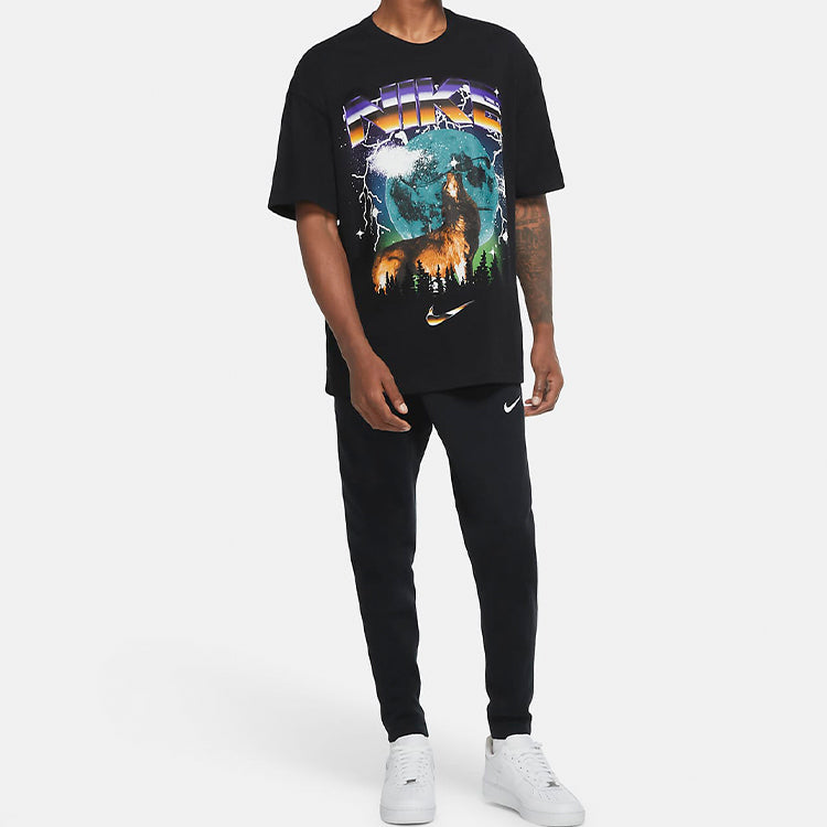 Nike Howlin Moon Ball Printing Logo Short Sleeve Black CV2103-010