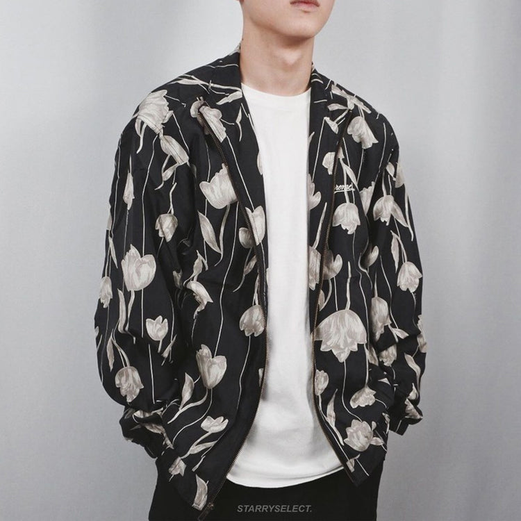 Supreme SS19 Floral Silk Track Jacket Flowers Unisex Black SUP-SS19-10344