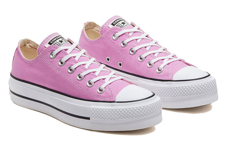 (WMNS) Converse Seasonal Color Platform Chuck Taylor All Star Thick Sole Pink White Sneakers 'Pink Blue' 566756C