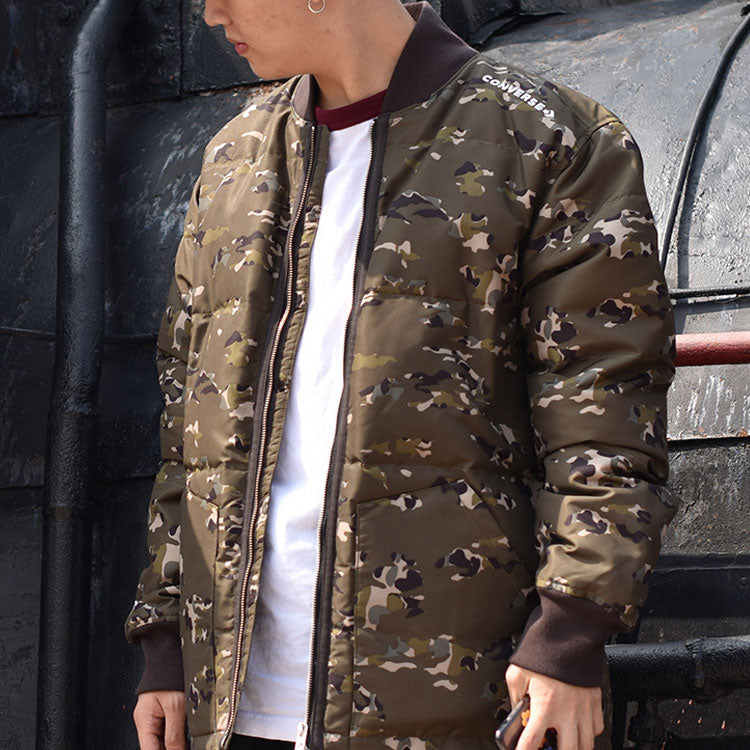 Converse Printed Camo Mid Stand Collar Down Jacket Asia Sizing 'Camo Green' 10018124-A01