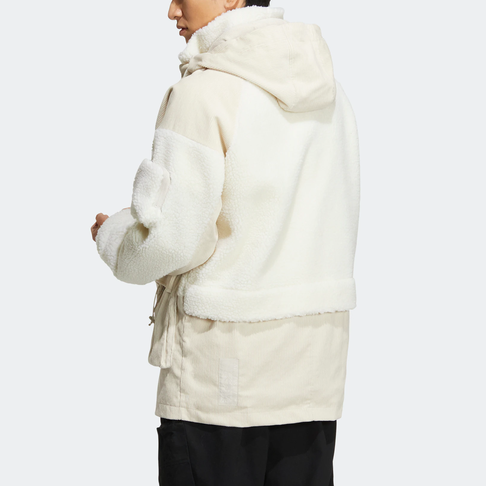 adidas patch fleece cargo jacket 'Cream White' HN9017