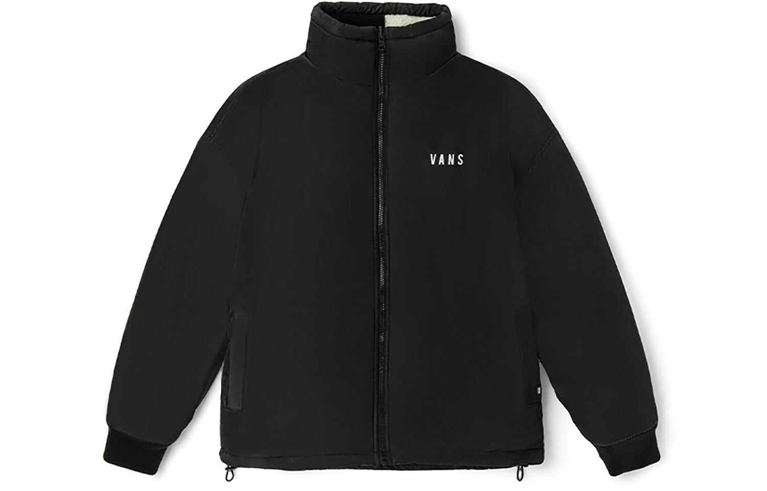 Vans Reversible lamb's wool Stand Collar logo Jacket Couple Style Black White Grid VN0A5F6U7DR