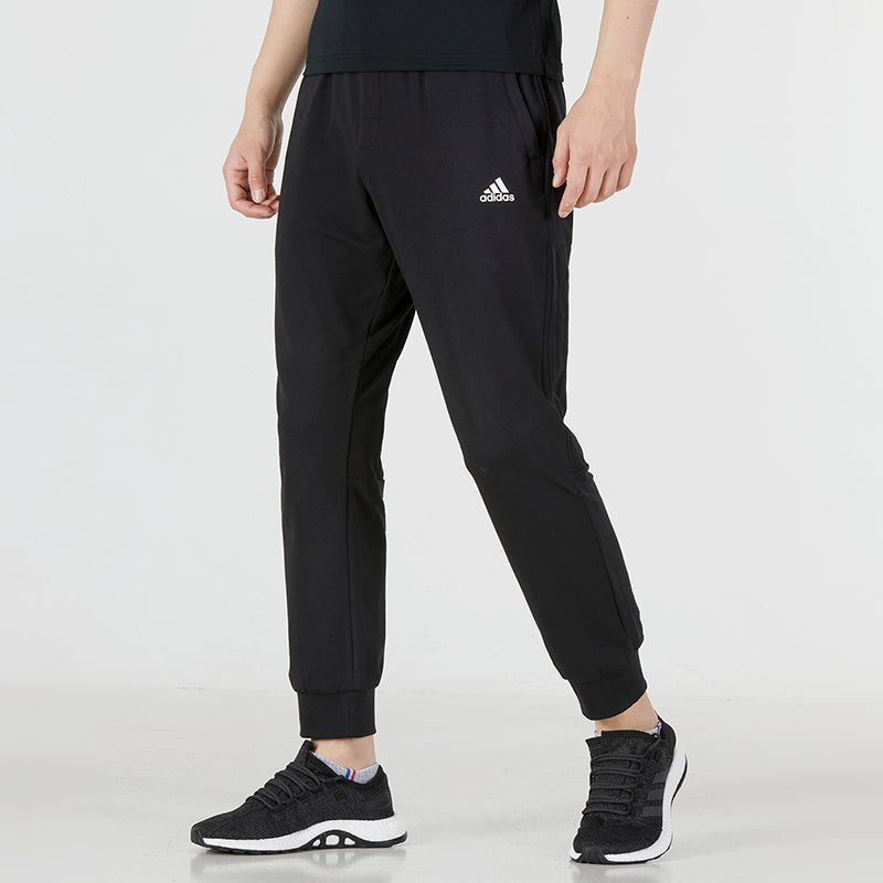 Men's adidas Solid Color Logo Knit Casual Bundle Feet Sports Pants/Trousers/Joggers Black HI3280