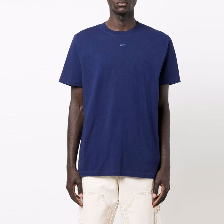 Off-White FW21 Arrow Printing Round Neck Short Sleeve Ordinary Version Blue OMAA027F21JER0074545