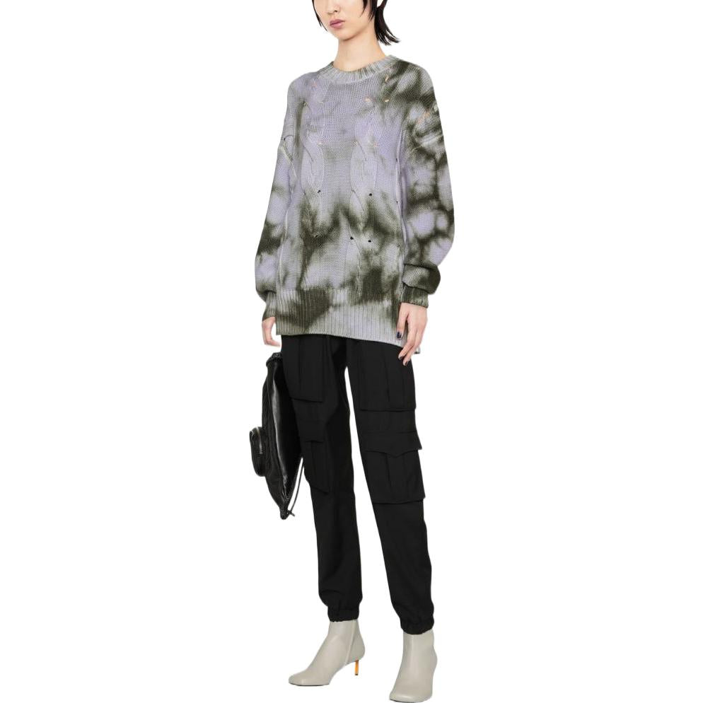 (WMNS) Off-White Tie-Dye Print Cable Knit Sweater 'Grey Green' OWHE061F22KNI0015636