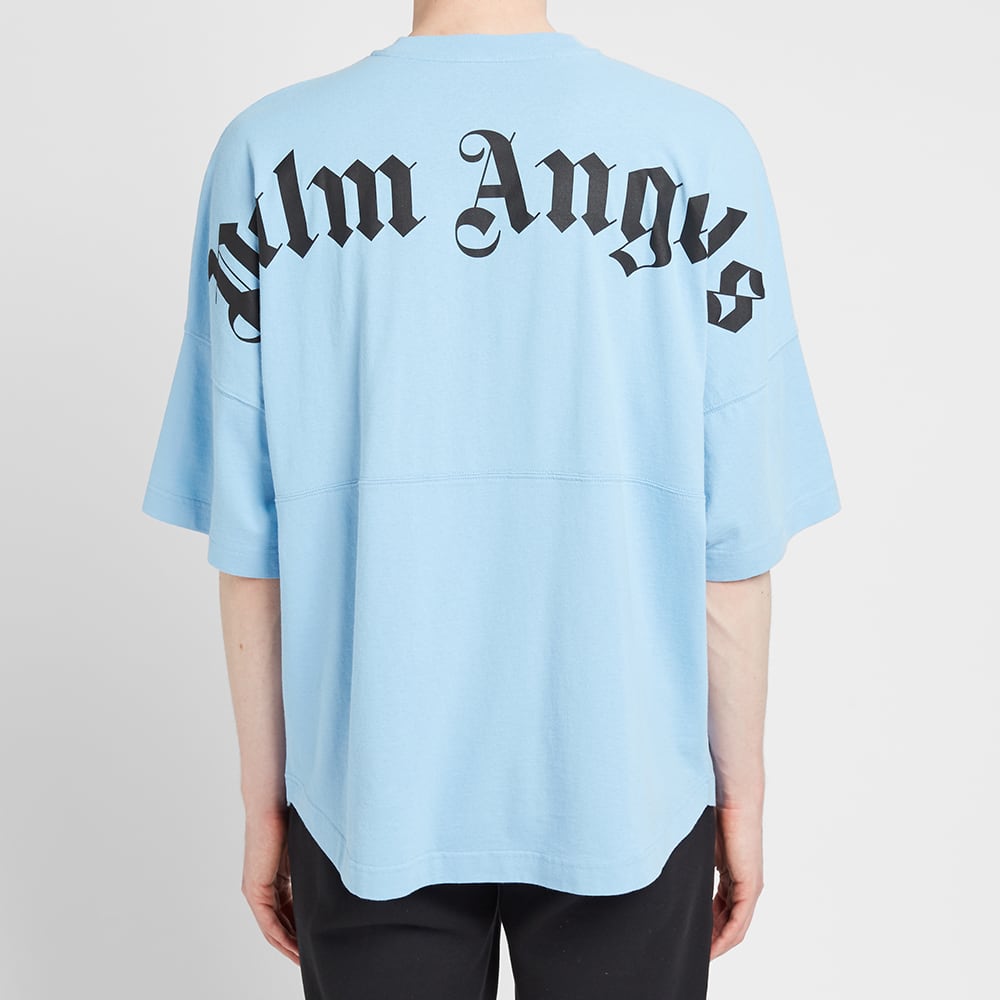 Men's PALM ANGELS Logo Mock Neck Tee Logo Printing Short Sleeve Blue PMAA002E194130023110