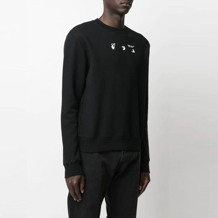 Off-White FW21 Logo Round Neck Long Sleeves Loose Fit Black OMBA025S21FLE0071010