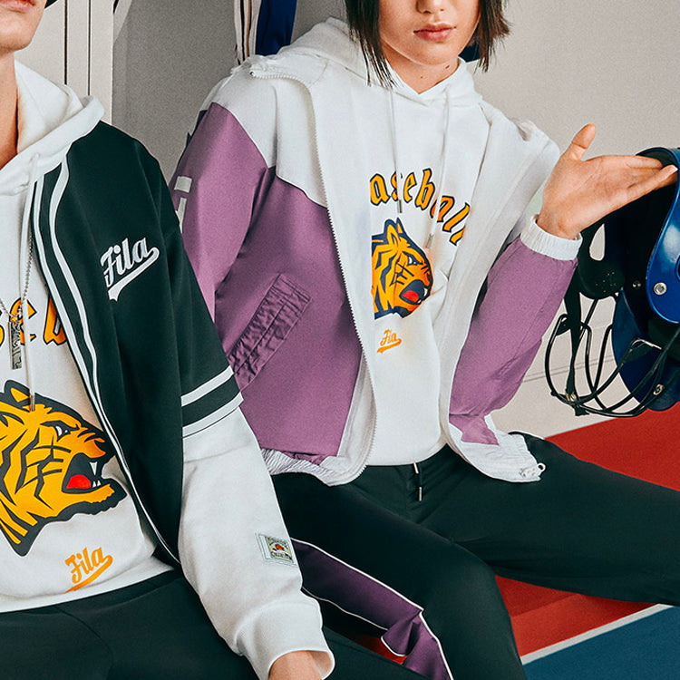 Fila FUSION Contrasting Colors Logo Printing Sports Hooded Jacket Purple T11W112708F-PU