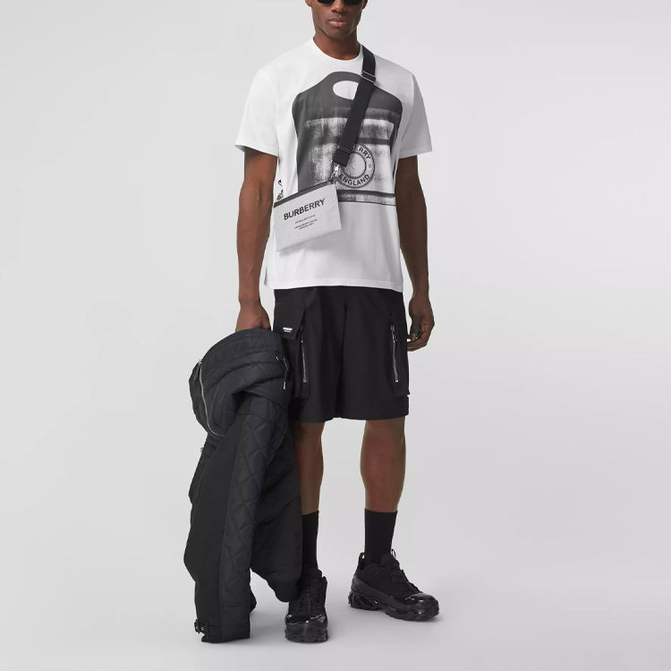 Men's Burberry SS21 Pocket Printing Round Neck Short Sleeve White 45676221