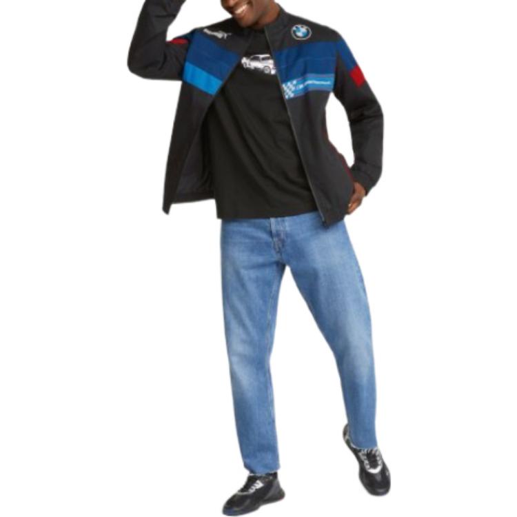 PUMA Racing Series Colorblock Woven Stand Collar Sports Jacket Black 533324-01