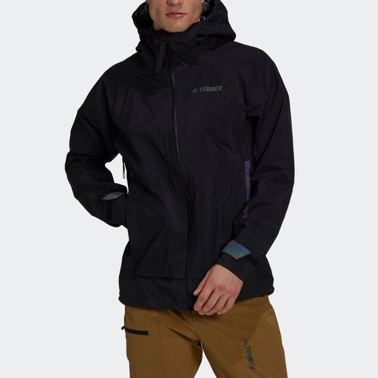 adidas Solid Color Logo Tee Stripe Casual Hooded Jacket Black GM4817