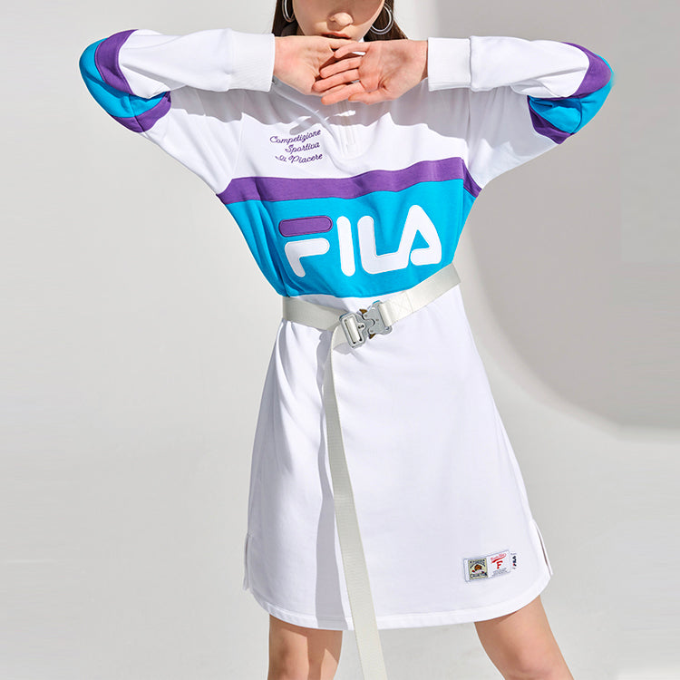 (WMNS) Fila Casual Sports Mid-length Pullover 'White Blue Purple' T11W112301F-WT
