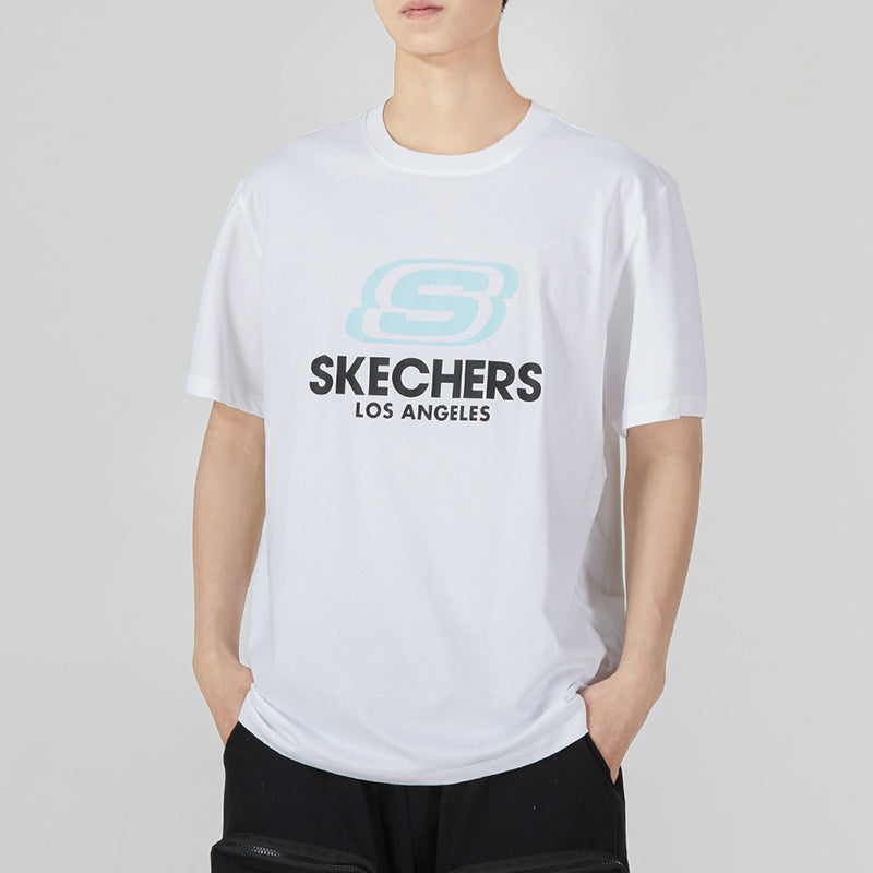 Skechers Logo Printed Tee 'White Blue Black' L122U199-0019