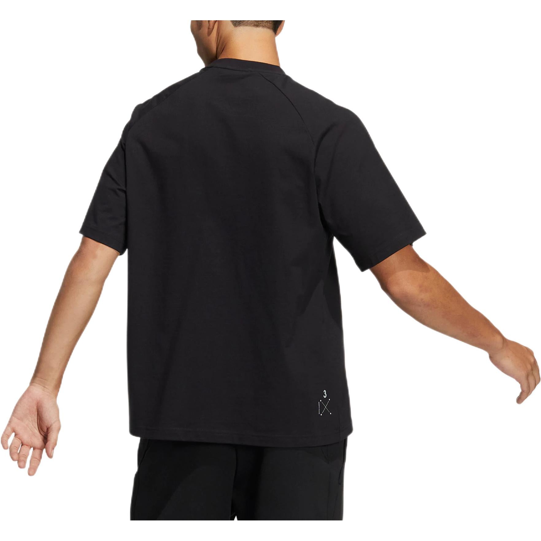 Men's adidas Line Large Logo Printing Round Neck Short Sleeve Black T-Shirt HD0066