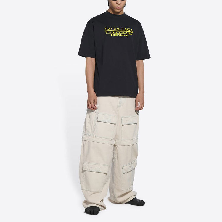 Balenciaga Retail Therapy T-Shirt Medium Fit 'Black Yellow' 612966TLVB11361