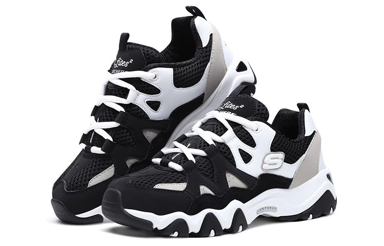 (WMNS) Skechers D lites 2.0 Sneaker Black/White/Grey 99999693-BKW
