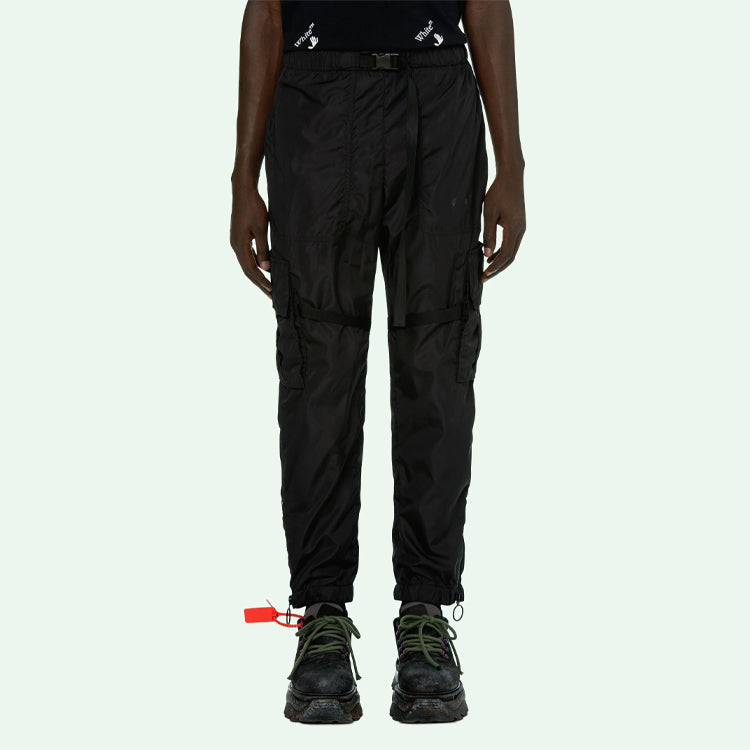 Off-White SS21 Arrow Printing Cargo Pants Black OMCF004R21FAB0021010