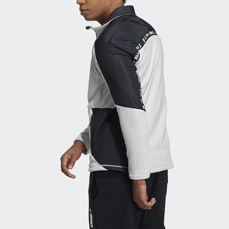 Men's adidas Snw Mid Fleece Logo Printing Contrasting Colors Sports Jacket White H13808