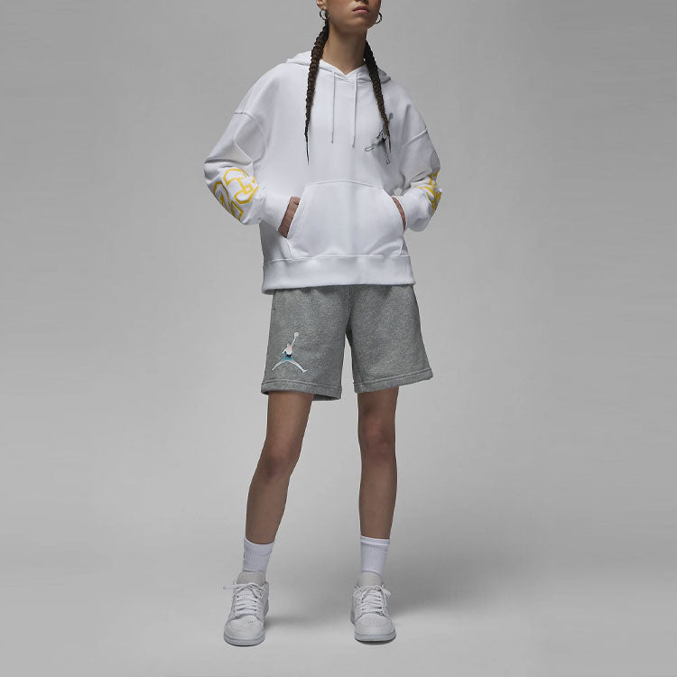 (WMNS) Air Jordan Street Style Plain Hoodie 'White Yellow' DZ3379-100