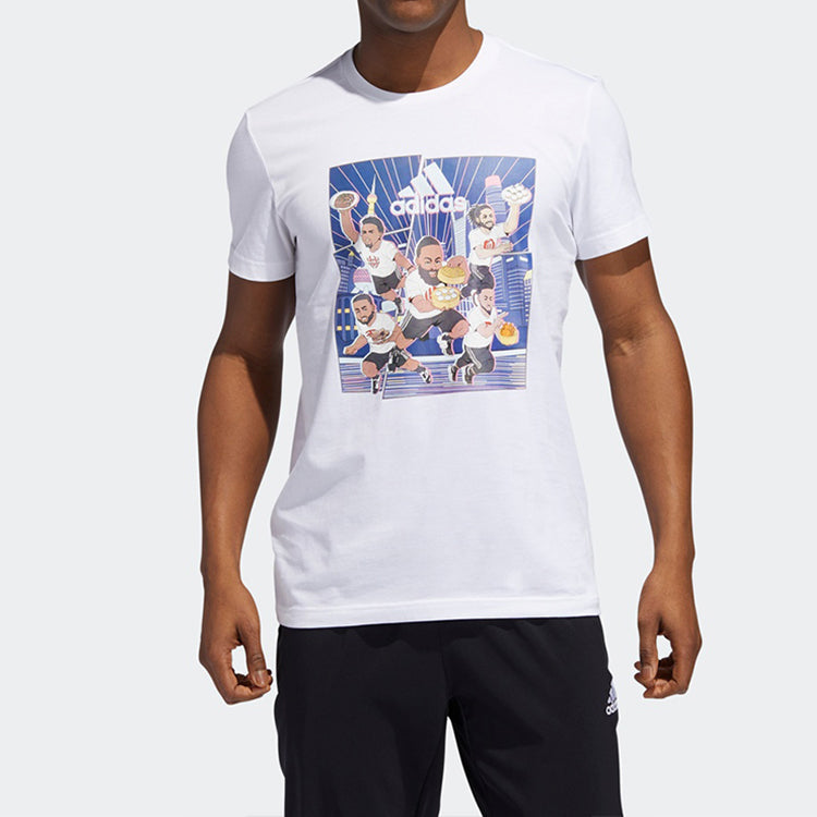 adidas Basketball Cartoon Printing Short Sleeve White GE1057