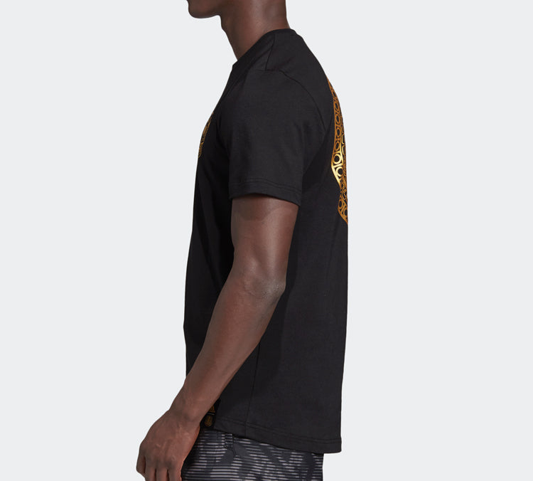 adidas Logo Printing Sports Short Sleeve Black DP0220