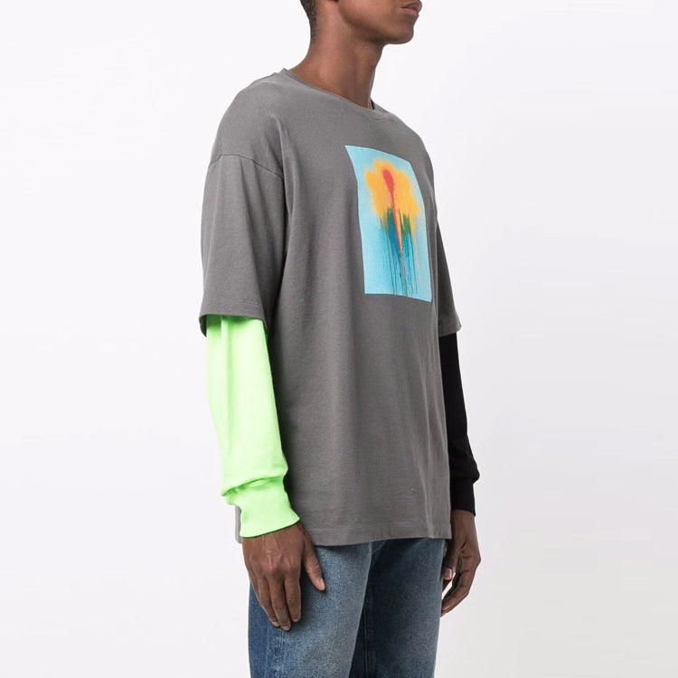 Off-White FW21 Pattern Printing Long Sleeves Gray T-Shirt OMAB022S21JER0078400
