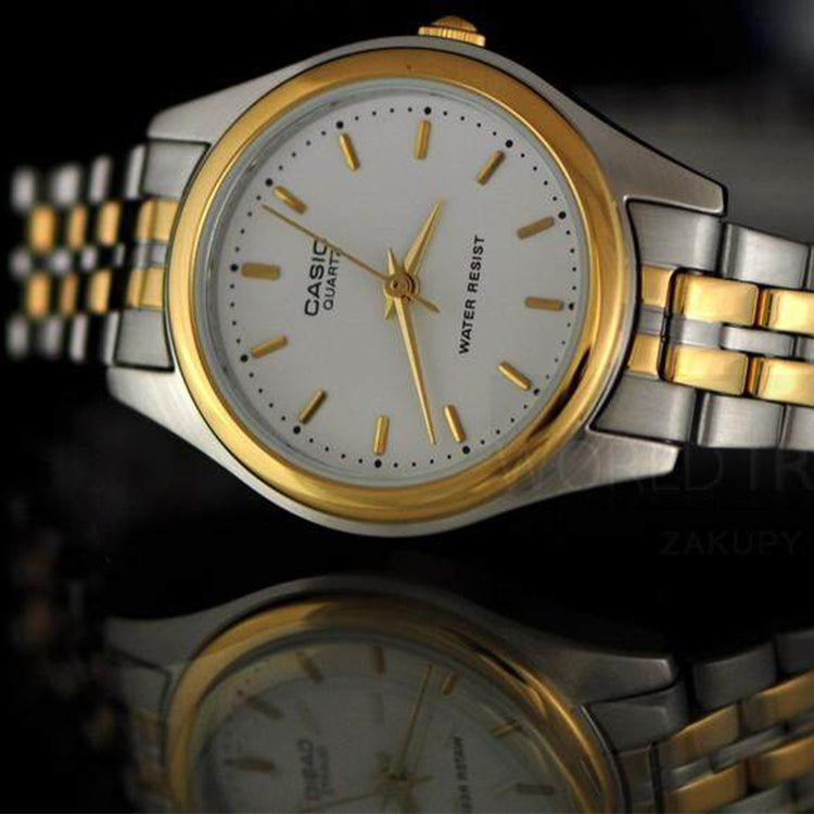 CASIO ENTICER Series Waterproof Silver/White/GoldSilver Analog LTP-1129G-7A