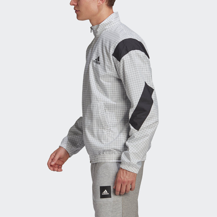 adidas Plaid Pattern Loose Zipper Jacket White GL5689