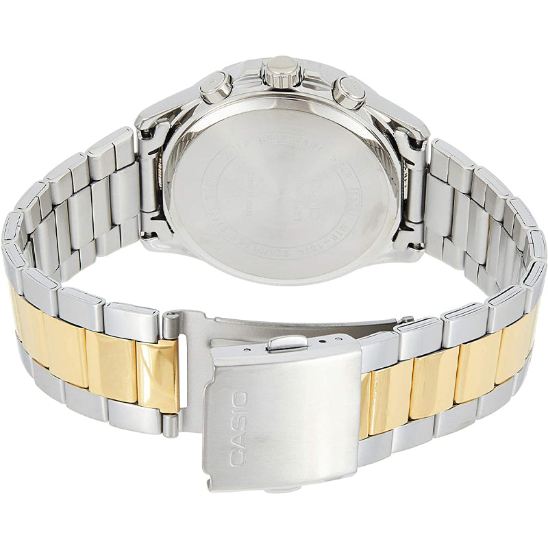 CASIO Waterproof Stainless Steel Strap Quartz Mens BlackGold Analog MTP-1374SG-1AVDF