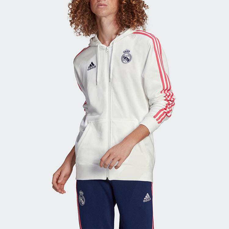 adidas Real Madrid Soccer/Football Sports Hooded Jacket White GH9995