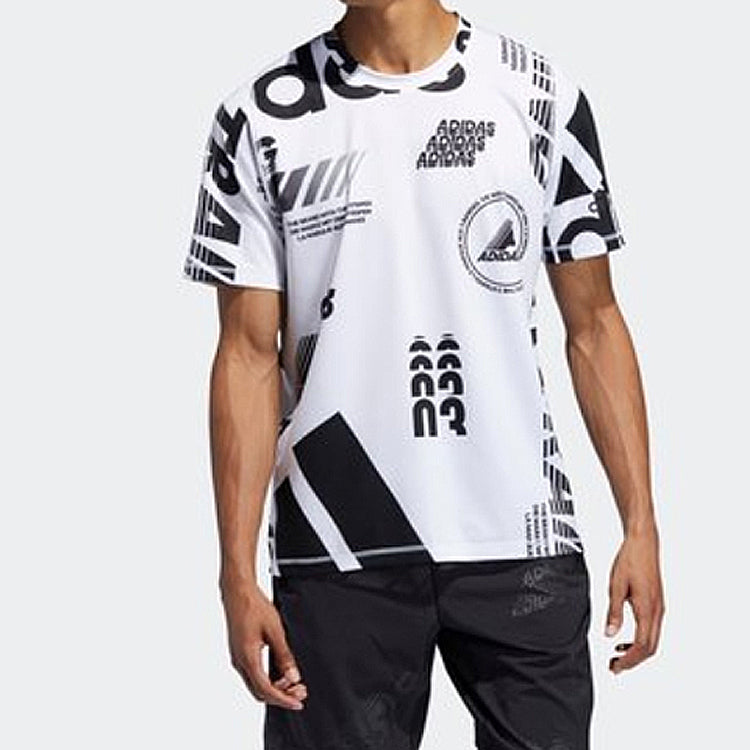 adidas FreeLift Daily Print Tee 'White Black' DX9513