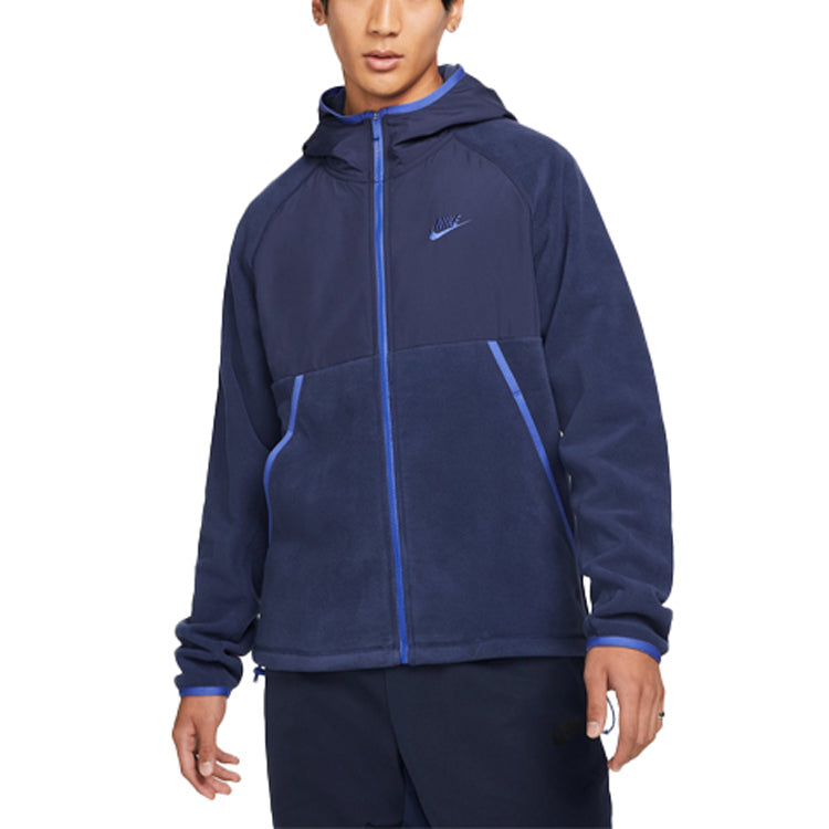 Nike Sportswear Full-length zipper Cardigan hooded Fleece Lined Jacket Blue DM1220-410