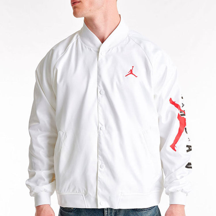 Air Jordan Jumpman Stadium Basketball Sports Logo Printing baseball uniform Jacket White AO0444-100