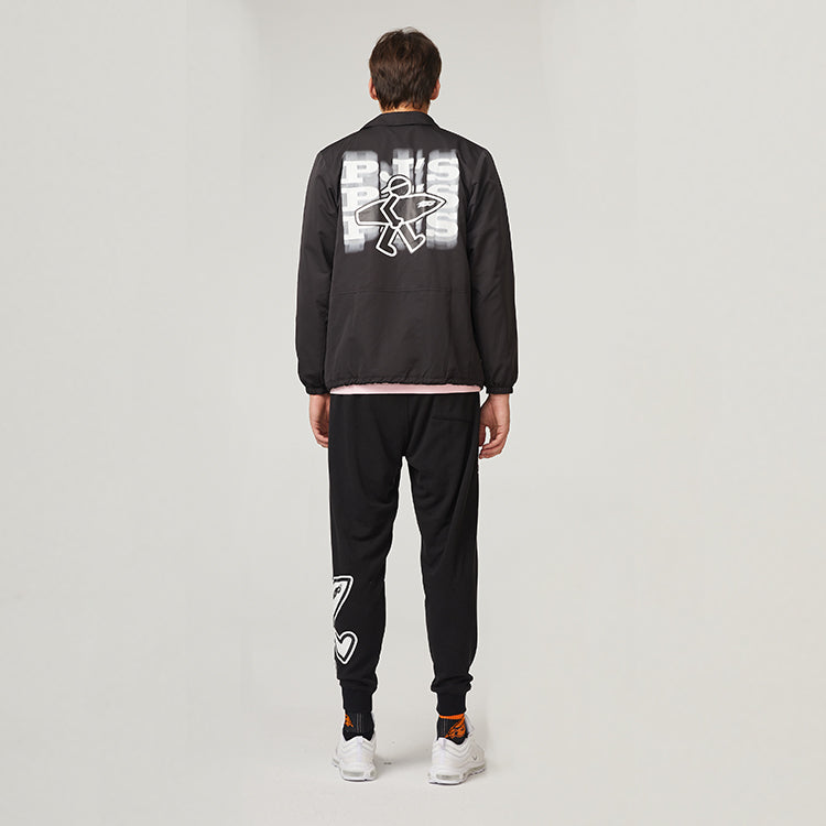 PJs Vigor Surf Alphabet Series Printing Coach Jacket Unisex Black 20SSJK1010-P